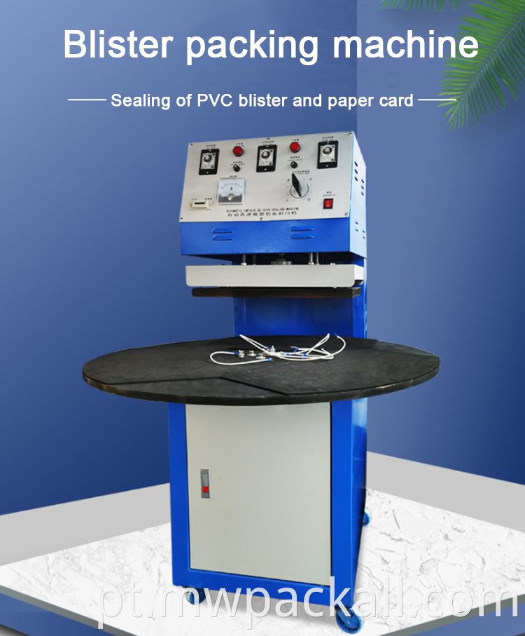 Máquina de embalagem de bolha tipo plataforma giratória/cartão de papel de pvcThermo máquina de selagem para ferragens, brinquedos